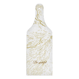 Tabla De Cortar Elegante Floral Dorado "Sé Agradecido" Inspirador