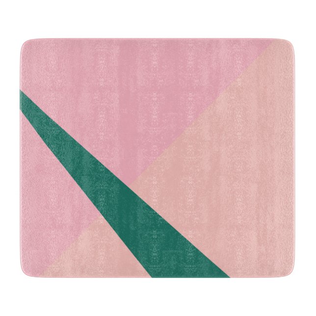 Tabla De Cortar Elegante geométrico verde melocotón rosa pastel (Anverso)