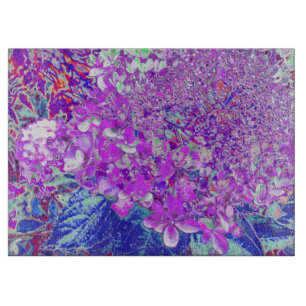 Tabla De Cortar Elegante Hortensia Limelight Púrpura y Azul