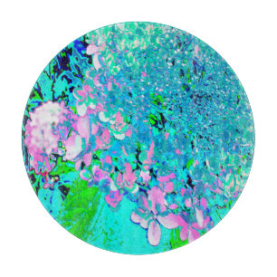 Tabla De Cortar Elegante Hortensia Limelight Rosa y Azul