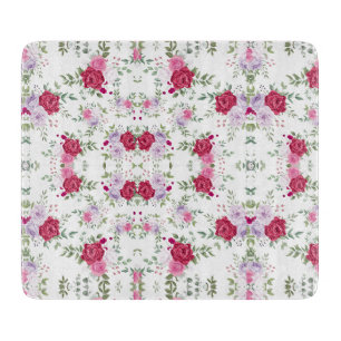 Tabla De Cortar Elegante jardín floral de Borgoña y lavanda rosa