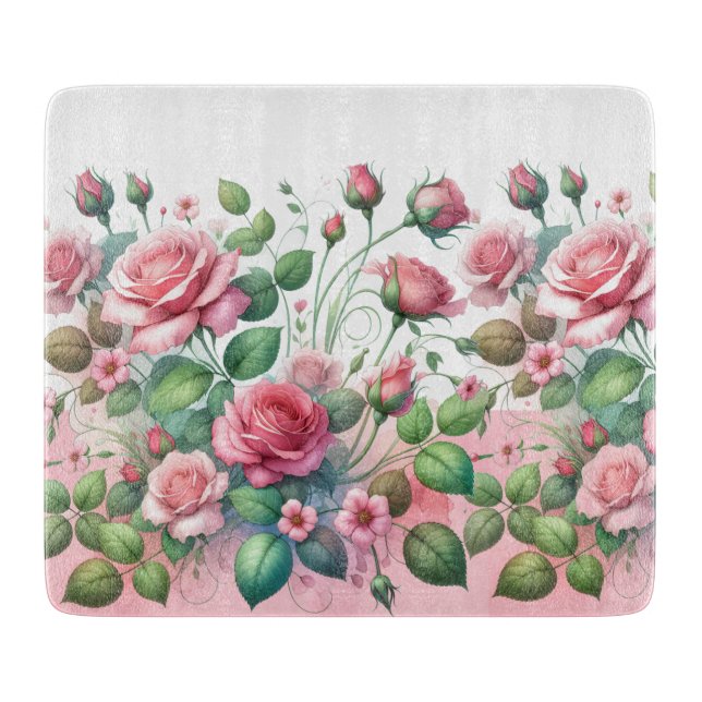 Tabla De Cortar Elegante jardín rosa rosa (Anverso)