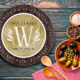 Tabla De Cortar Elegante Leather Leaf & Vintage Paper Surname Mott