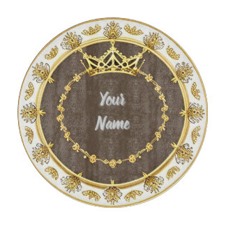 Tabla De Cortar Elegante Marco Circular Dorado