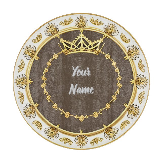 Tabla De Cortar Elegante Marco Circular Dorado (Anverso)