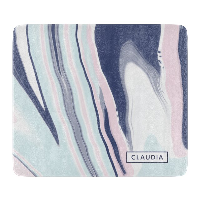 Tabla De Cortar Elegante mármol blanco rosa azul blanco (Anverso)