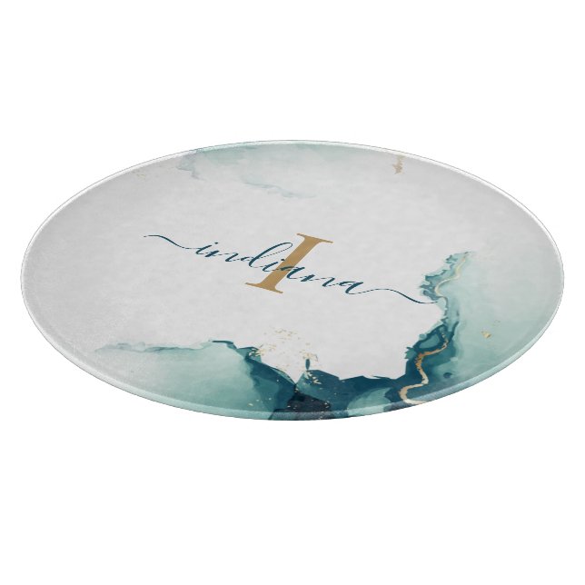 Tabla De Cortar Elegante Monograma de Agata Script Chic (Borde)