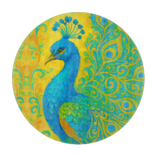 Tabla De Cortar Elegante pájaro turquesa de pavo real