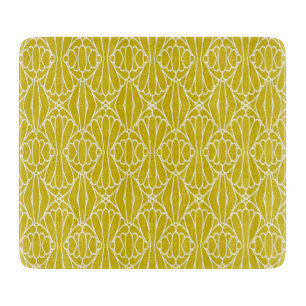 Tabla De Cortar Elegante patrón art déco amarillo con motivo de di