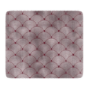 Tabla De Cortar Elegante Patrón Art Déco Gris y Burdeos Adorable