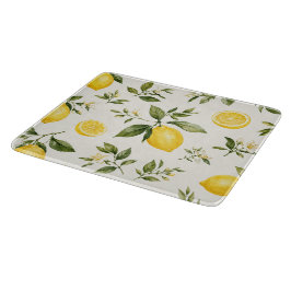 Tabla De Cortar Elegante patrón botánico de flor de limón en acuar