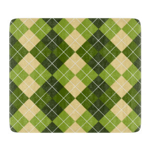 Tabla De Cortar Elegante patrón de Argyle en diamante verde y amar