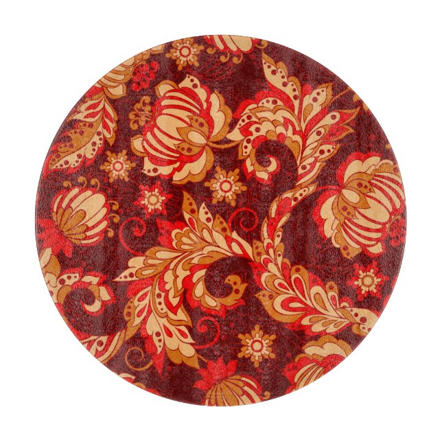 Tabla De Cortar Elegante Patrón de Flores Étnicas Sin Maravilla (Anverso)