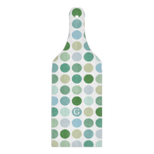 Tabla De Cortar Elegante patrón de lunares verdes monograma colori