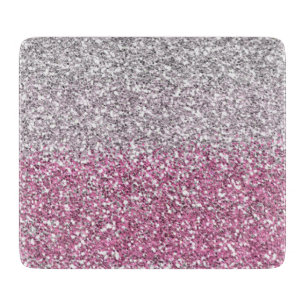 Tabla De Cortar Elegante Purpurina rosa Ombre Sparkle