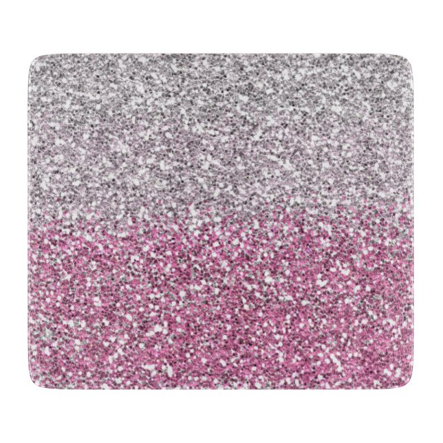 Tabla De Cortar Elegante Purpurina rosa Ombre Sparkle (Anverso)