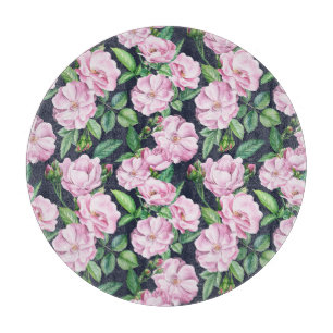 Tabla De Cortar Elegante Rosa Branches Watercolor