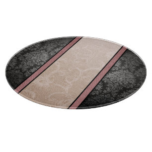 Tabla De Cortar Elegante Vintage floral de vidrio adamascado rosa 