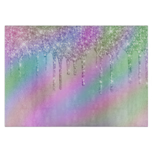 Tabla De Cortar Elegante y colorido goteo de purpurinas holográfic
