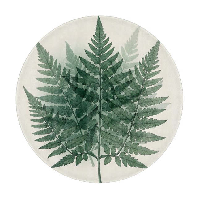 Tabla De Cortar Elegantes frondas de helecho verde botánico  (Anverso)