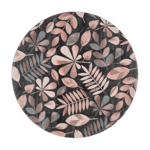 Tabla De Cortar Elegantes hojas otoñales: Geométricas Pastel