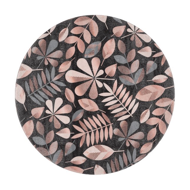 Tabla De Cortar Elegantes hojas otoñales: Geométricas Pastel (Anverso)