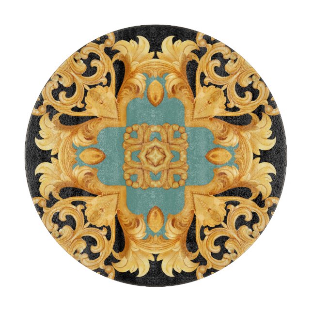 Tabla De Cortar Elementos 3D del ornamento barroco dorado (Anverso)