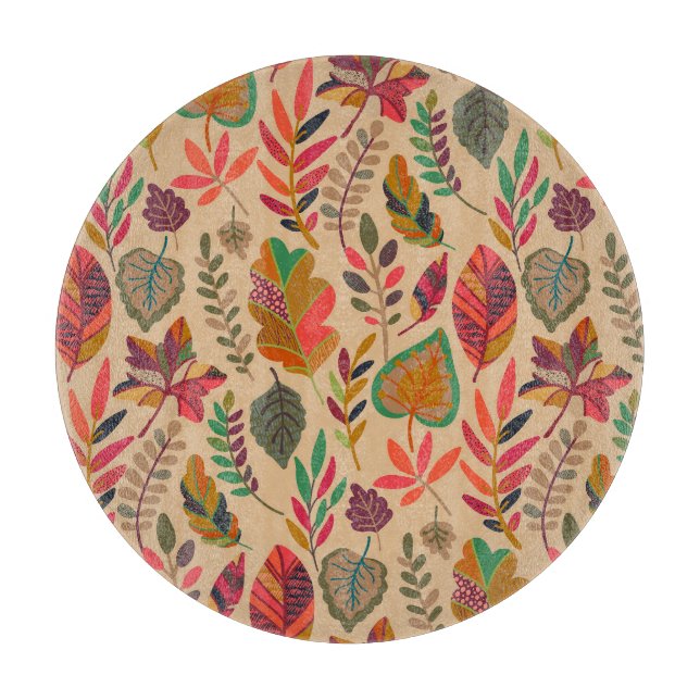 Tabla De Cortar Elementos del otoño: Vibrante patrón de cosecha (Anverso)