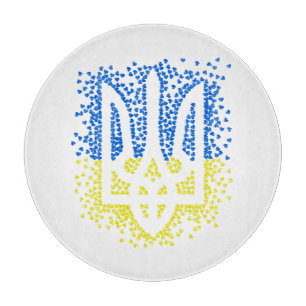 Tabla De Cortar Emblema ucraniano trident tryzub esparce corazones