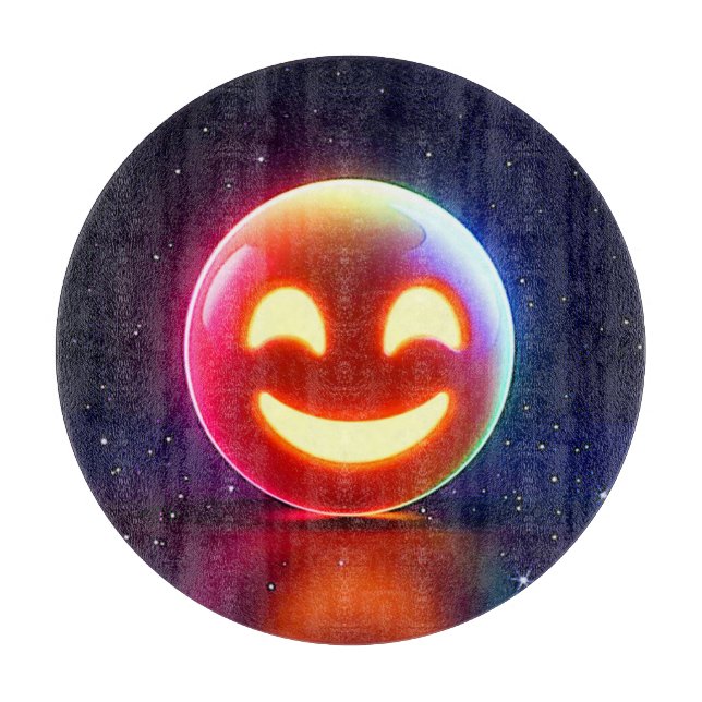 Tabla De Cortar Emoji de orb feliz brillante (Anverso)