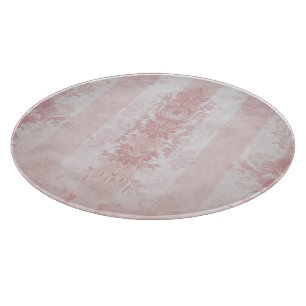 Tabla De Cortar Encanto clásico: franjas de Damasco rojas y blanca