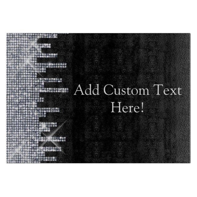 Tabla De Cortar Encanto negro/de plata purpurinoso (Anverso)