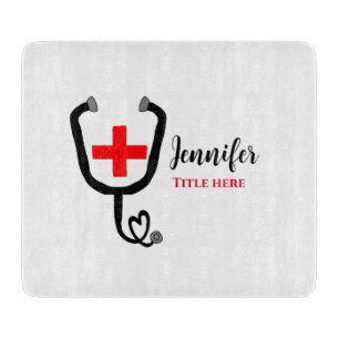 Tabla De Cortar enfermera médico rojo más estetoscopio agregar nom