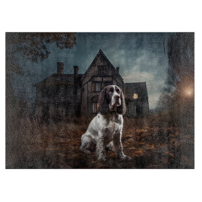 Tabla De Cortar English Springer Spaniel Halloween Espeluznante (Anverso)