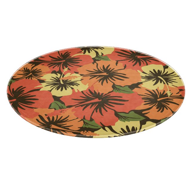 Tabla De Cortar Epic Hibiscus Hawaiian Glass Cutting Board (Borde)