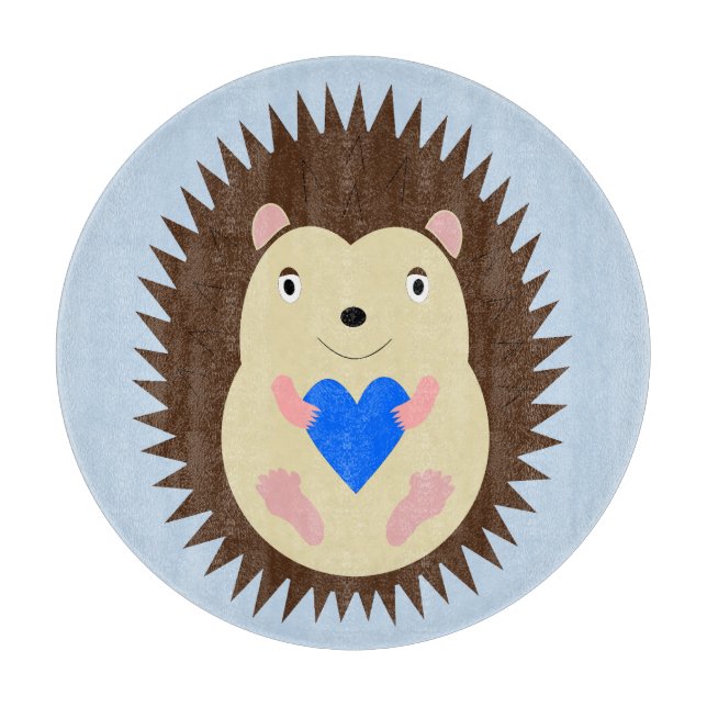 Tabla De Cortar Erizo Corazón Azul Niño (Anverso)