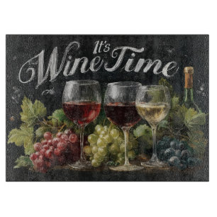 Tabla De Cortar "Es el momento del vino" Arte de pizarra rústica