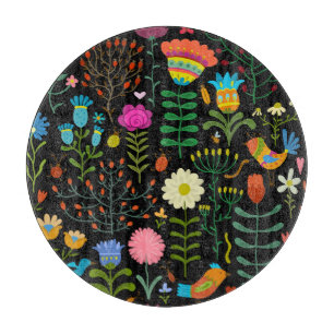 Tabla De Cortar Esbozar un patrón artístico floral sin fisuras.