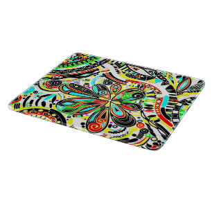 Tabla De Cortar Esbozo de arte de fantasía - Flores abstractas 3