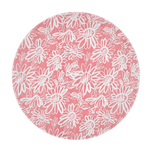 Tabla De Cortar Esbozo de margarita abstracto, patrón monocromo (Anverso)