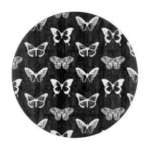 Tabla De Cortar Esbozo de mariposa, blanco y negro