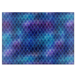 Tabla De Cortar Escamas de Dragón Brillantes con Ombre Azul y Bril