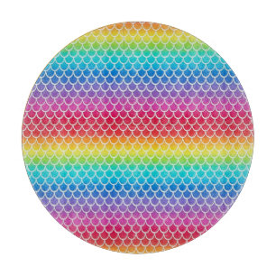 Tabla De Cortar Escamas de sirena de arcoíris colorido