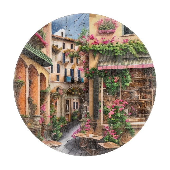 Tabla De Cortar Escena callejera italiana Ephemera serie de diseño (Anverso)