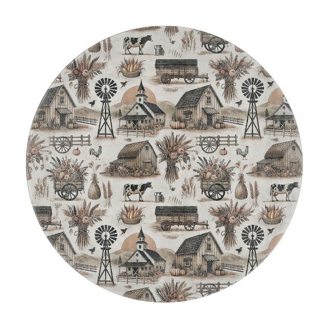 Tabla De Cortar Escena De Granja Rústica (Anverso)