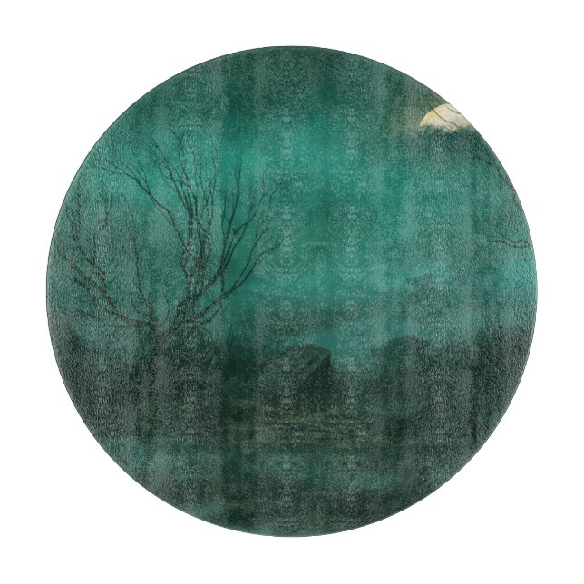 Tabla De Cortar Escena nocturna del Cementerio Abandonado (Anverso)