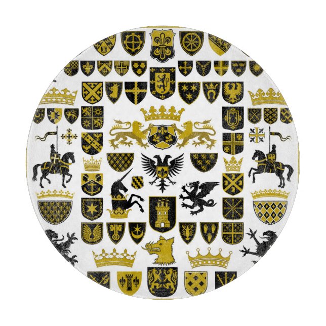 Tabla De Cortar Escudos herálicos, diseños simbólicos. (Anverso)