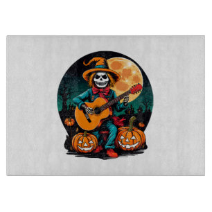 Tabla De Cortar espantapájaros toca la guitarra y celebra Hallowee