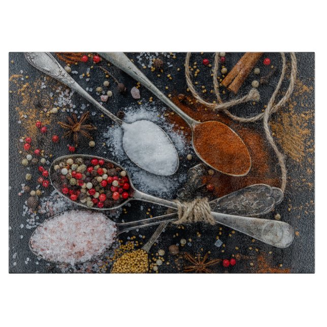 Tabla De Cortar Especias arregladas en cucharas (Anverso)