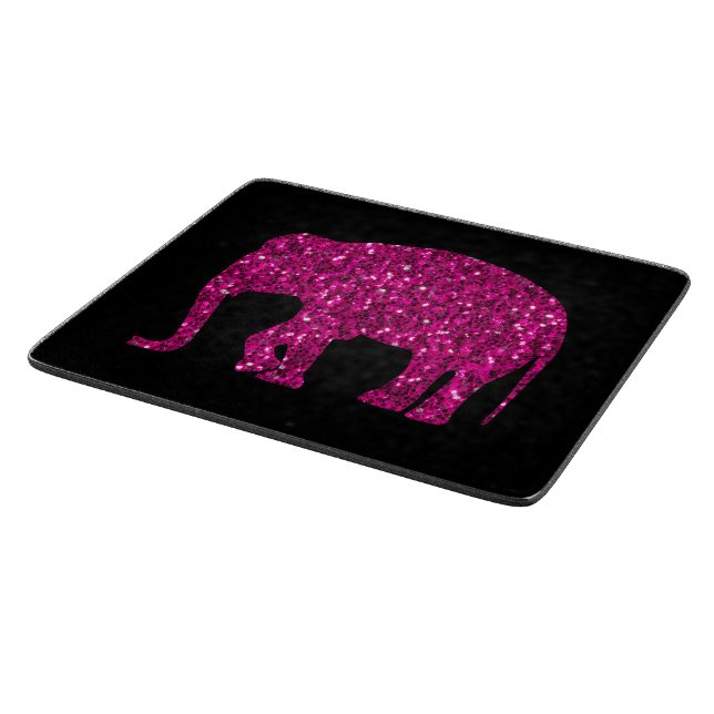 Tabla De Cortar Espeluznante rosa rosado Elefante chispas en negro (Borde)